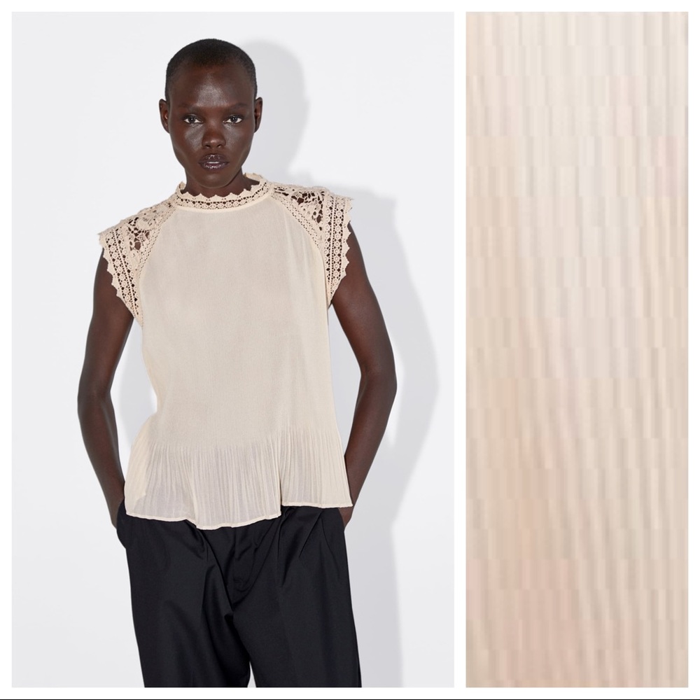 NWT. Zara Combined Pleated Top/Blouse. Size XS.